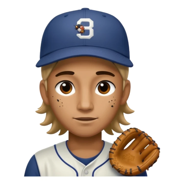 baseball player with bugs in hair  sticker