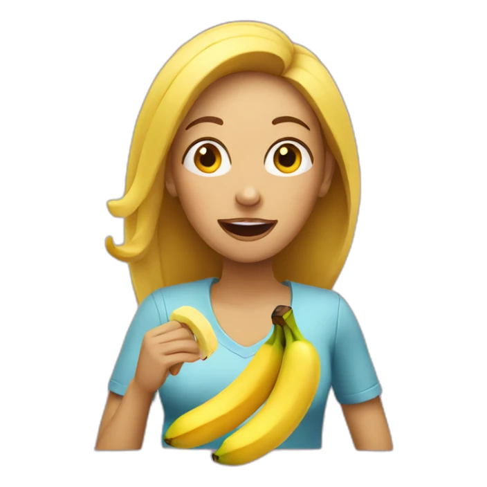 woman eating one banana sticker