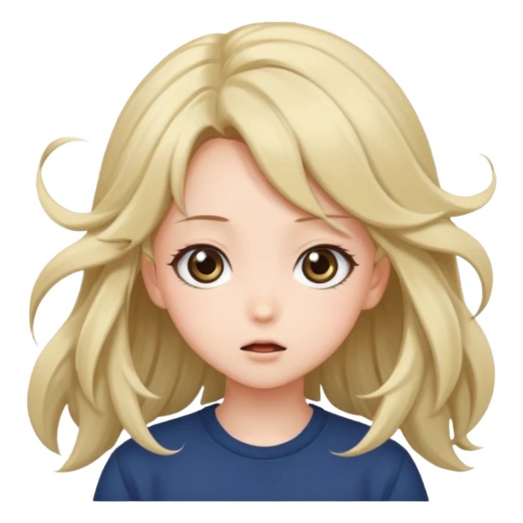 cute anime girl with blowing hair sticker