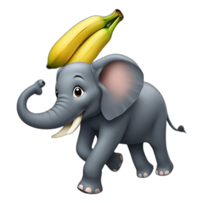An elephant running after eating a rotten and black banana. sticker