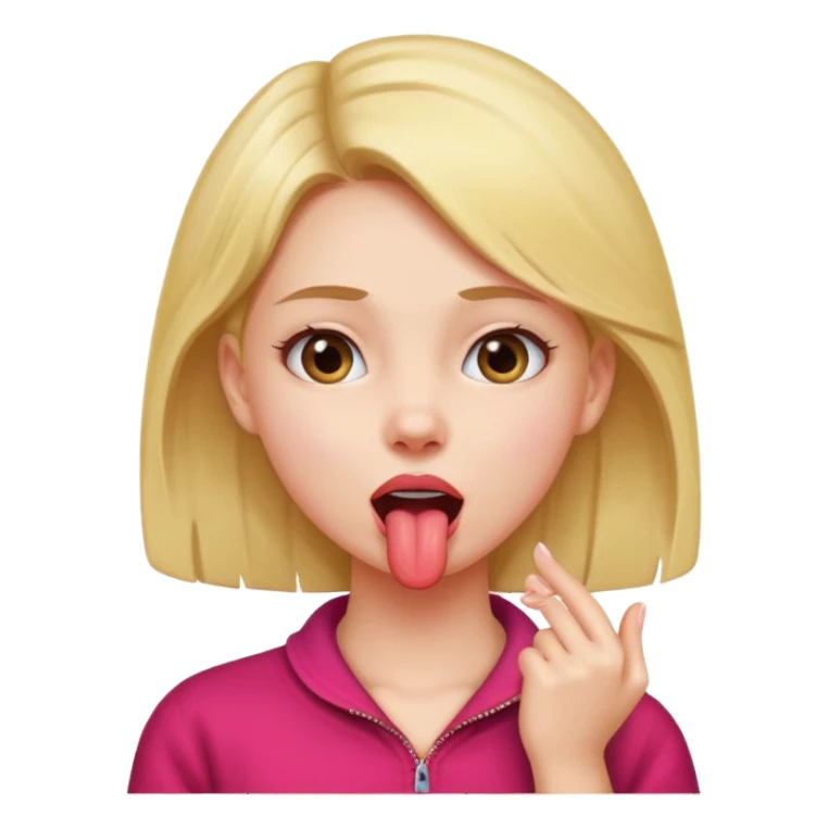 a girl holding her neck sticking her tongue out sticker