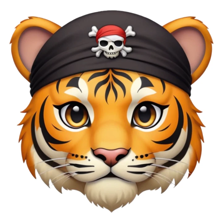 pirate tiger face with eye patch and bandana for Twitch emote sticker