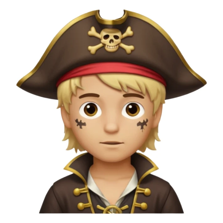 light brown Hispanic boy with blond hair that is dressed as a pirate sticker