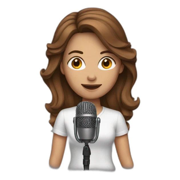 woman with microphone and brown hair sticker