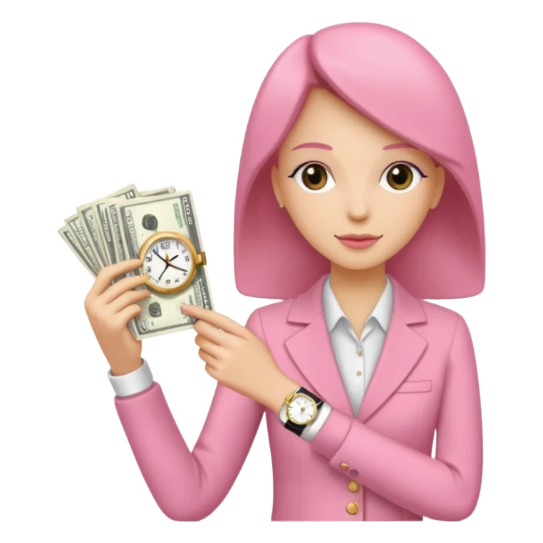 Libreta rosa, reloj femenino blanco y un dolar sticker