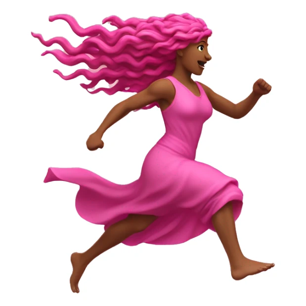 pink Pagan spring goddess sprinting, with a large stride and arms outstretched sticker