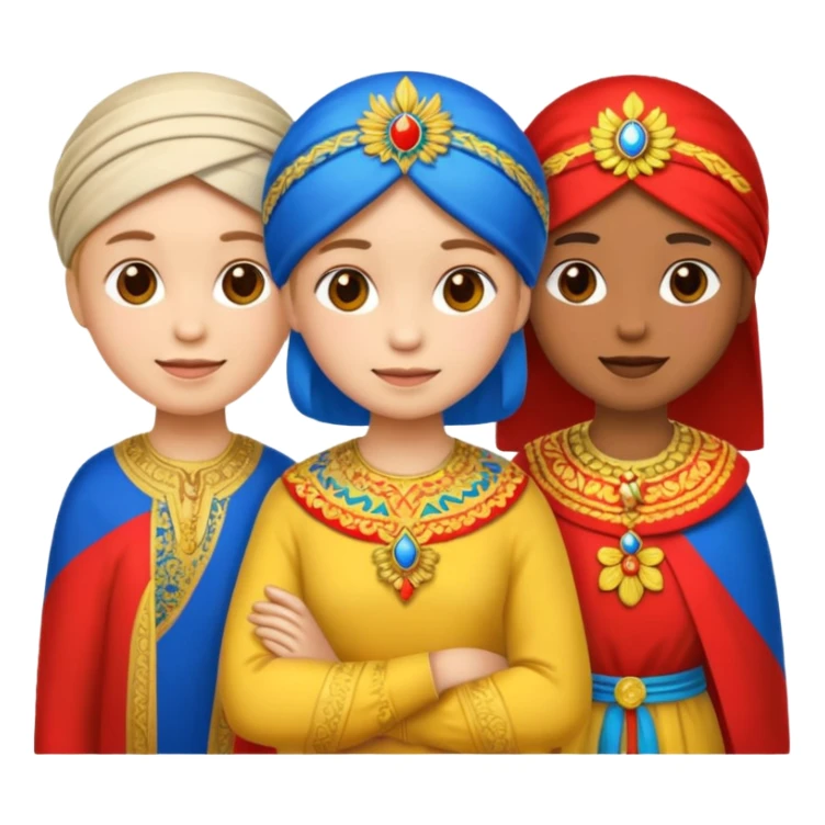 Emoji symbolizing three different cultures of Russia (for example, Russian, Tatars, Bashkirs) sticker