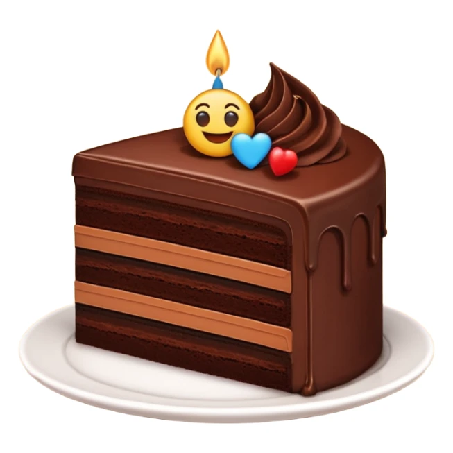 slice of chocolate cake with chocolate layers, no face, emoji style sticker