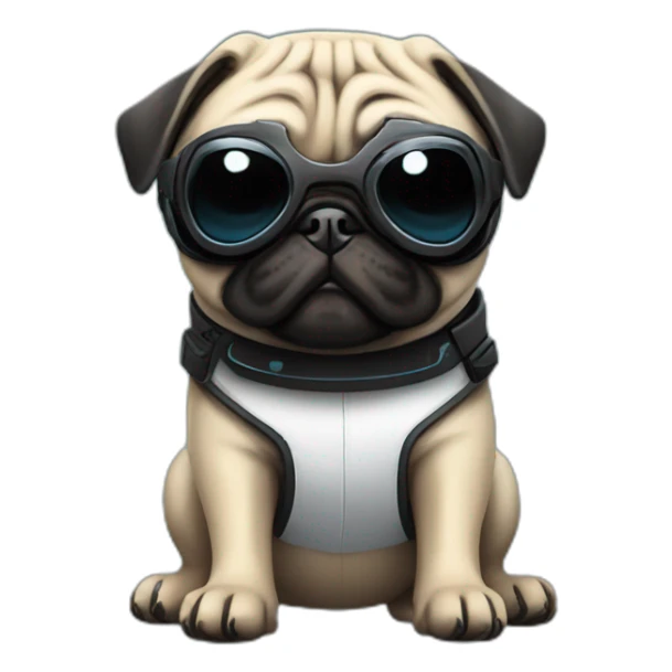 pug with black sunglasses and wearing a cyberpunk suit sticker