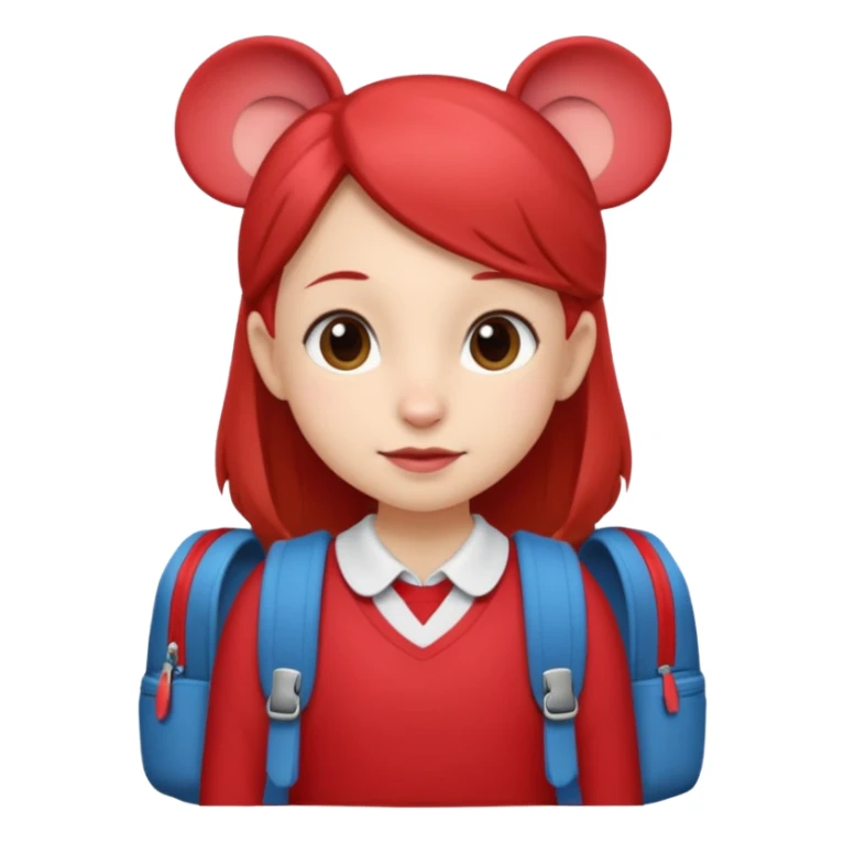 Petite souris avec jupe rouge à l'école sticker