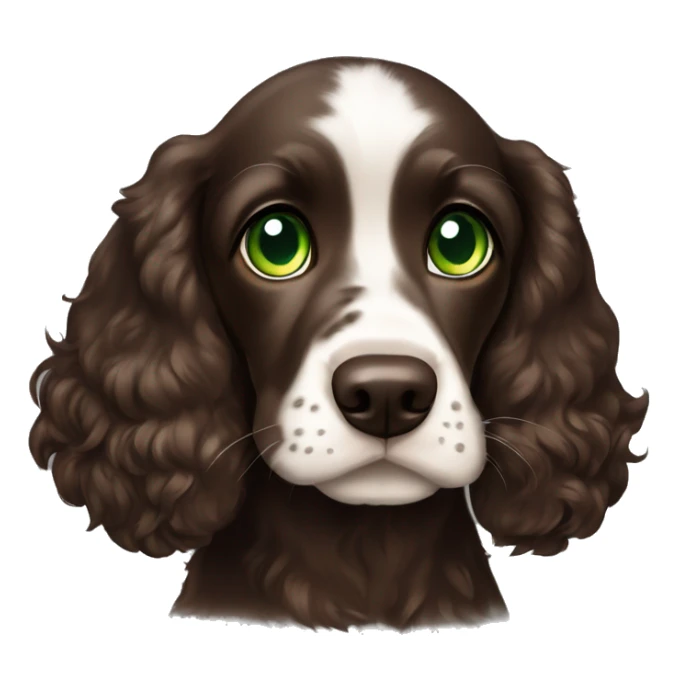 Dark brown cocker spaniel puppy with green eyes sticker