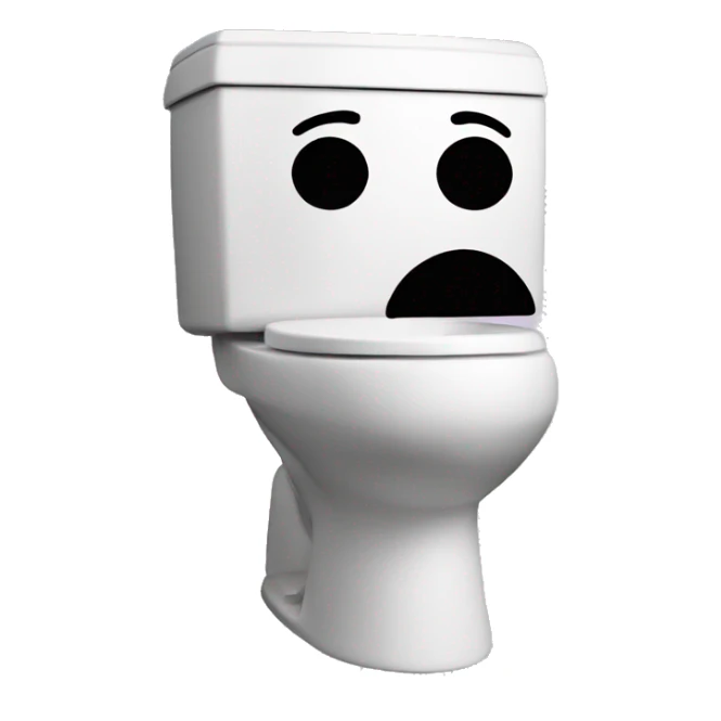 A toilet with a head poping out sticker