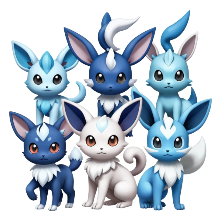 Meowstic-Absol-Minccino-Glaceon-Pokémon-Fakémon-creature sticker