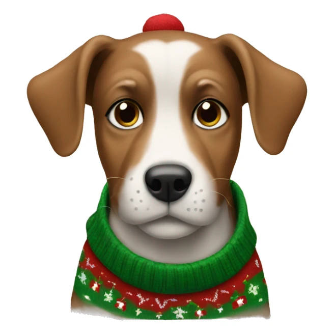 Dog wearing Christmas sweater sticker
