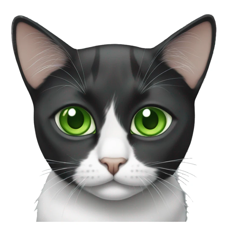 A black and white flop-eared Scottish cat with green eyes sticker