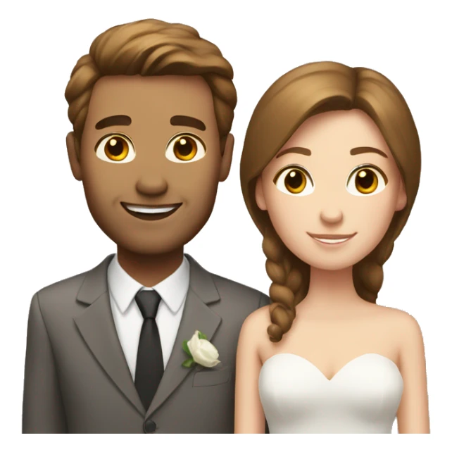 white couple with brown hair marries sticker