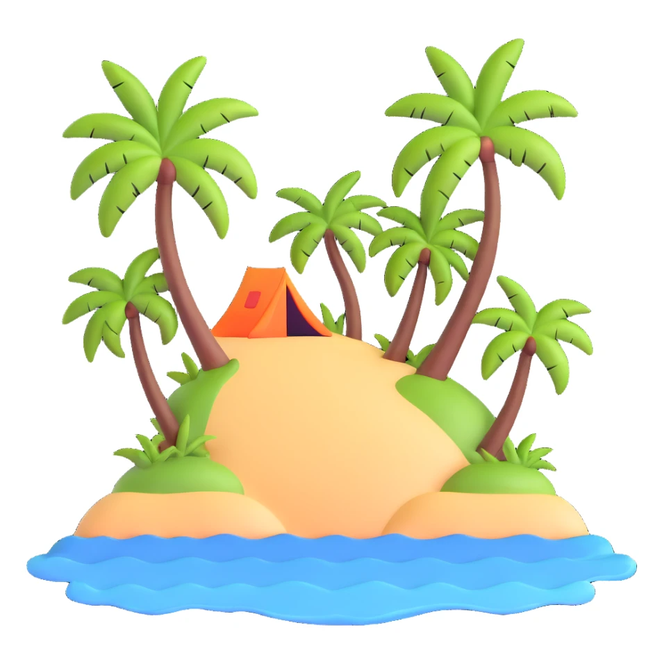 tropical island with palm trees and ocean sticker
