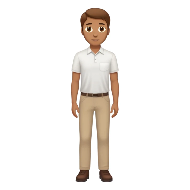 White Man standing with brown hair and white shirt full body sticker