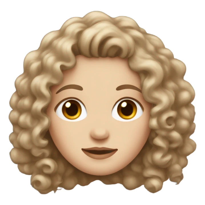 A white girl with a bit curly brown hair, brown eyes sticker