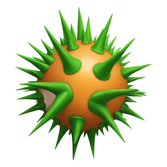 An orane ball with green spikes  sticker