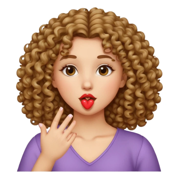 A girl with curly hair throwing a kiss sticker