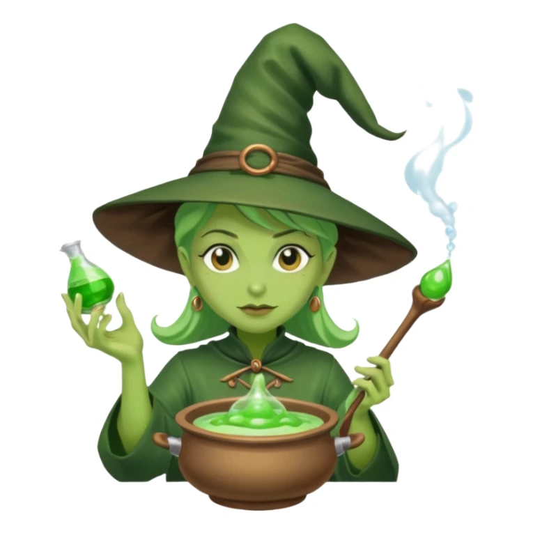 green witch cooking potion sticker