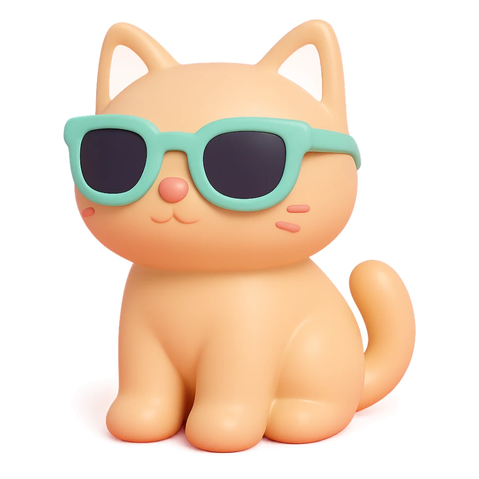 vinyl figure style cat wearing sunglasses sticker