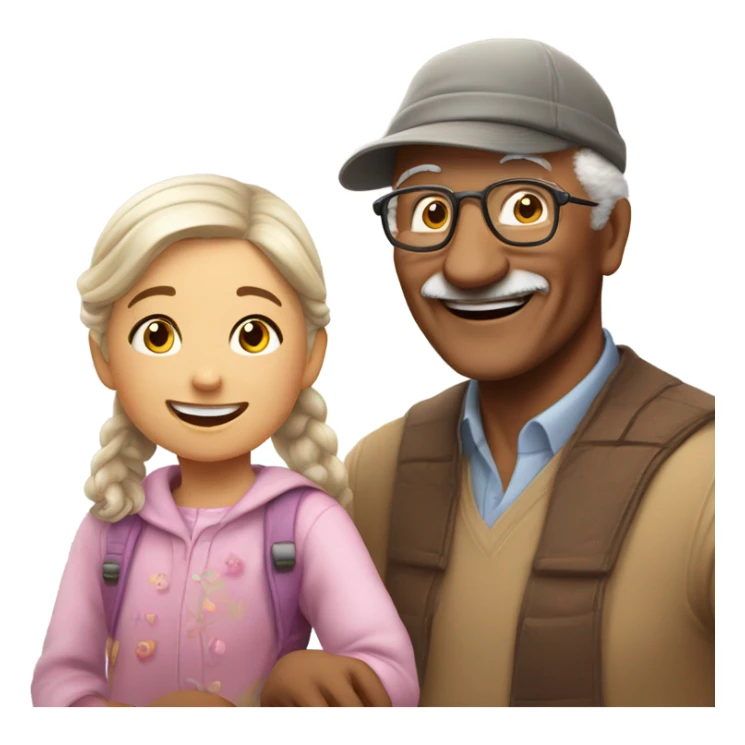 Grandpa and granddaughter  sticker