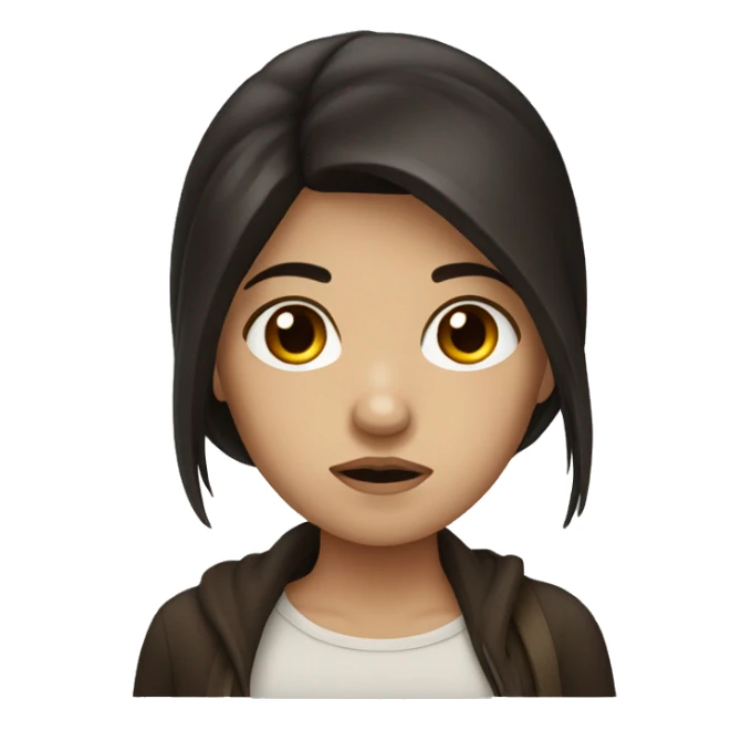 Girl with very dark and sad brown hair sticker