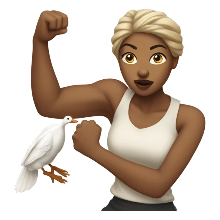Black woman punching a goose sticker