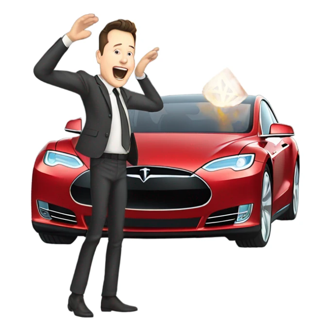 Elon Musk crashing a Tesla ￼￼￼ sticker