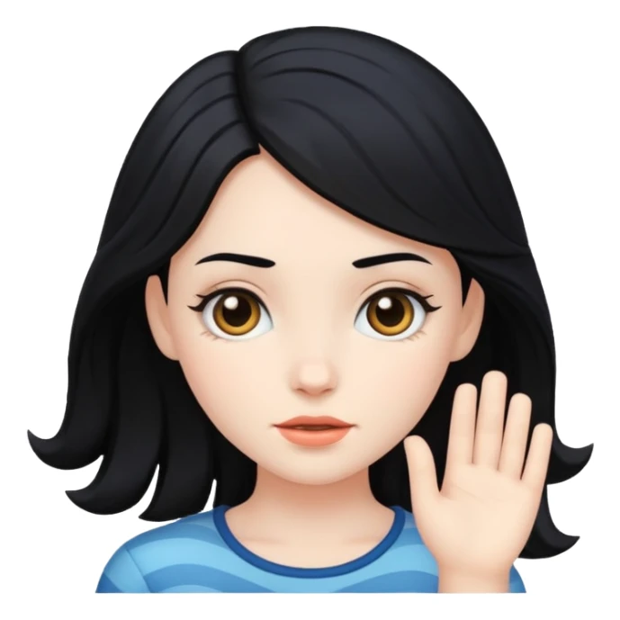 Pale Girl with wave black hair sticker