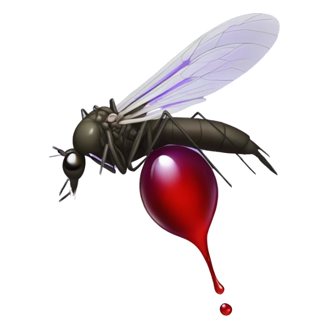 Mosquito sucking purple blood drop sticker