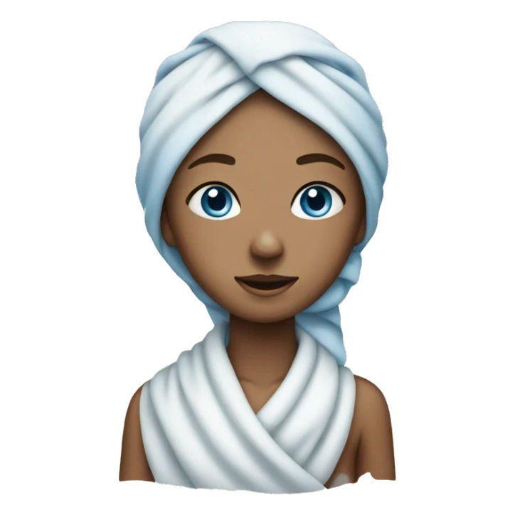 blue eyed girl with towel on her head  sticker