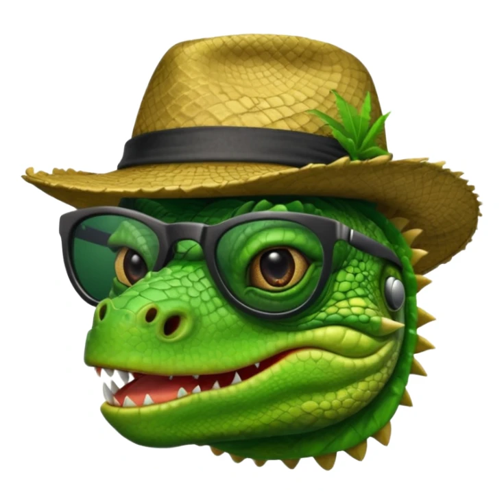 capitalist iguana head with black reflex sunglasses and hat smiling sarcastically sticker