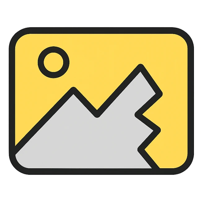 minimal broken image placeholder emoji icon style yellow and gray with a crack or broken symbol sticker