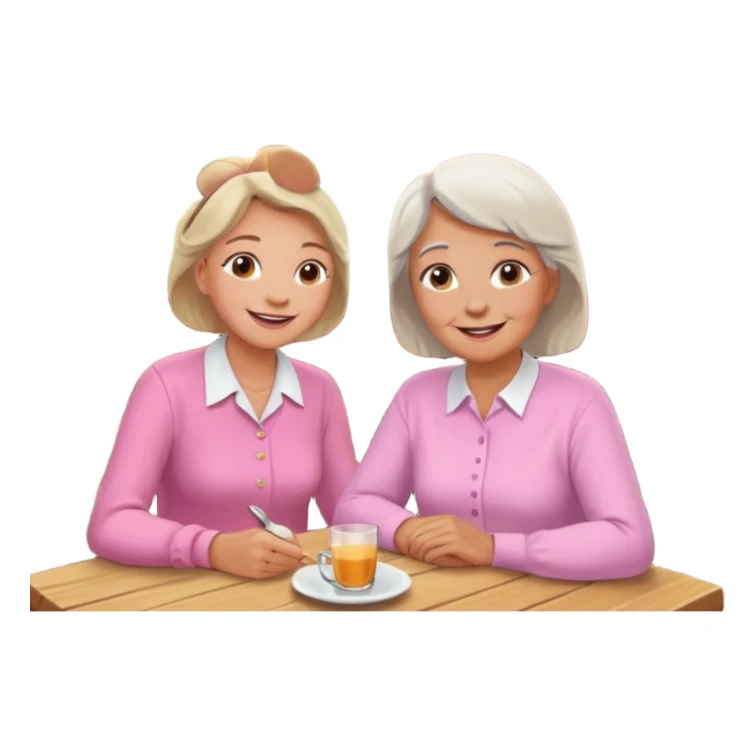 conversación dentro de un restaurant  dos personas y una de las persoans sea una abuela y el otro un adulto de 27 años sticker