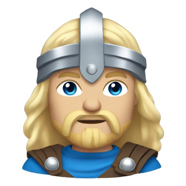 Viking, blue clothes, light blonde hair, silver helmet, blue eyes, muscular sticker