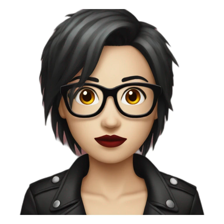 Female punk, glasses, red bang and black short hair sticker