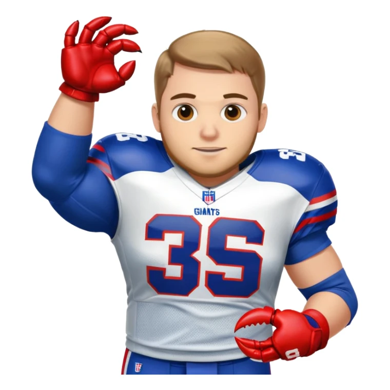 #15 New York giants player holding a crab sticker