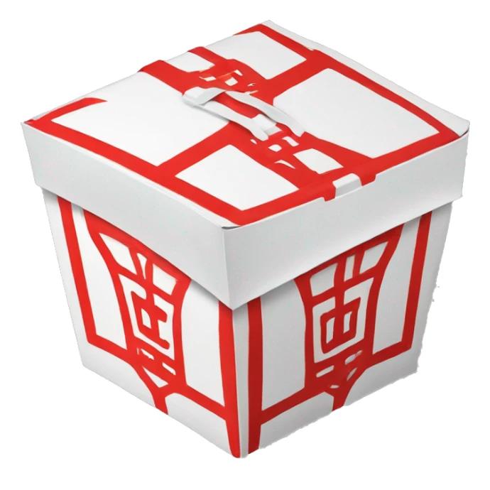 Red and white Chinese take out box sticker