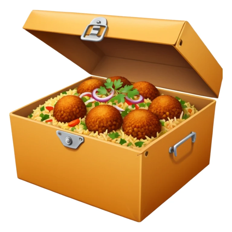 i want an emoji of biriyani in a delivery box sticker