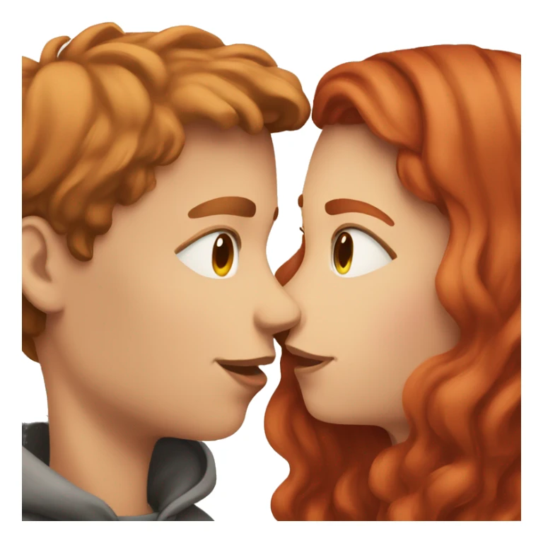 Brown haired girl kissing red headed boy  sticker