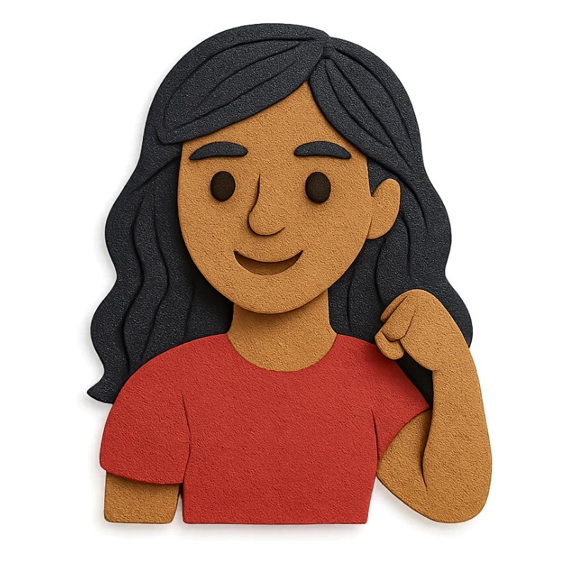 strong girl with brown eyes, long slightly wavy black hair sticker