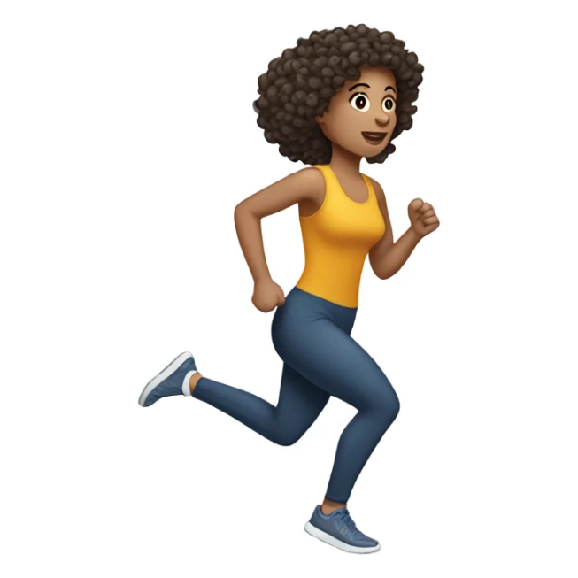 Running woman light skin with curly hair side view  sticker