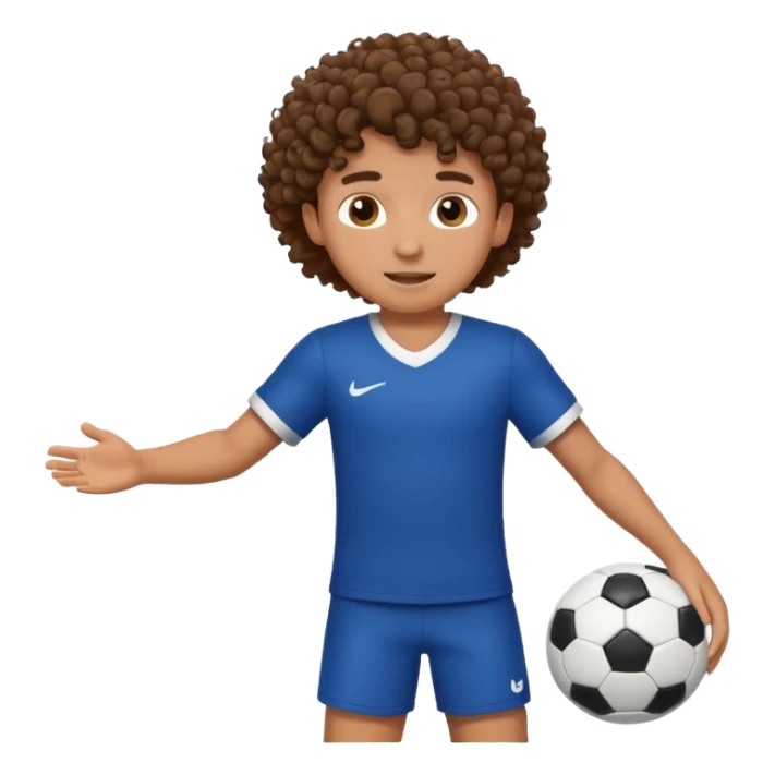 Boy with curly hair playing football  sticker