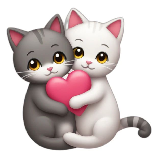 2 kawaii cats hugging with hearts around them sticker