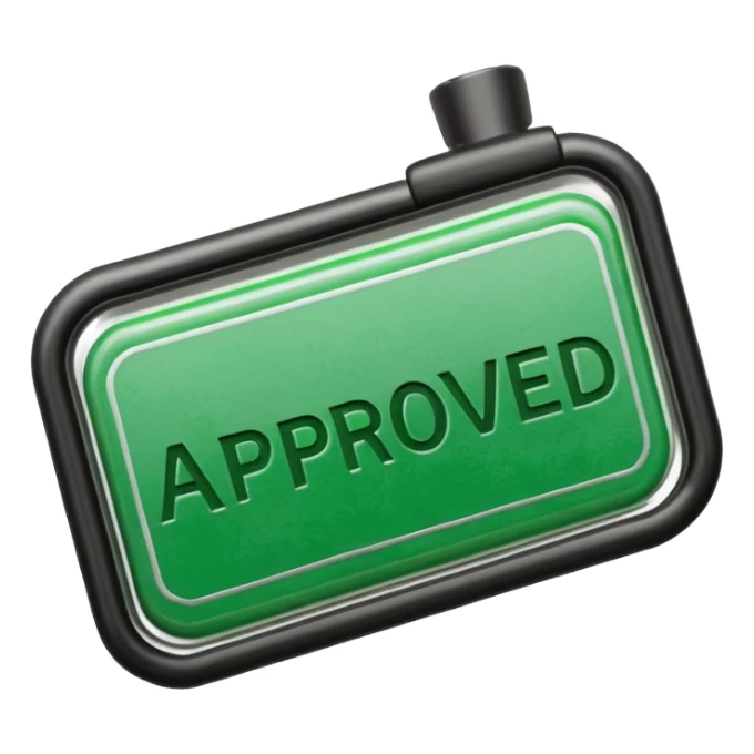 approval ink stamp in green, It needs to say the words "Approved"  sticker