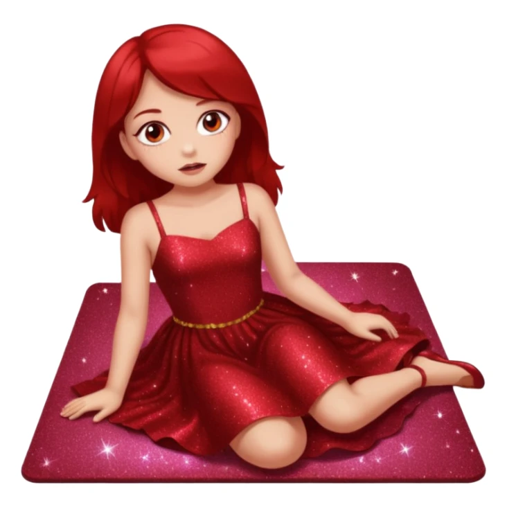 red glitter girl with eyes lying on the floor sticker