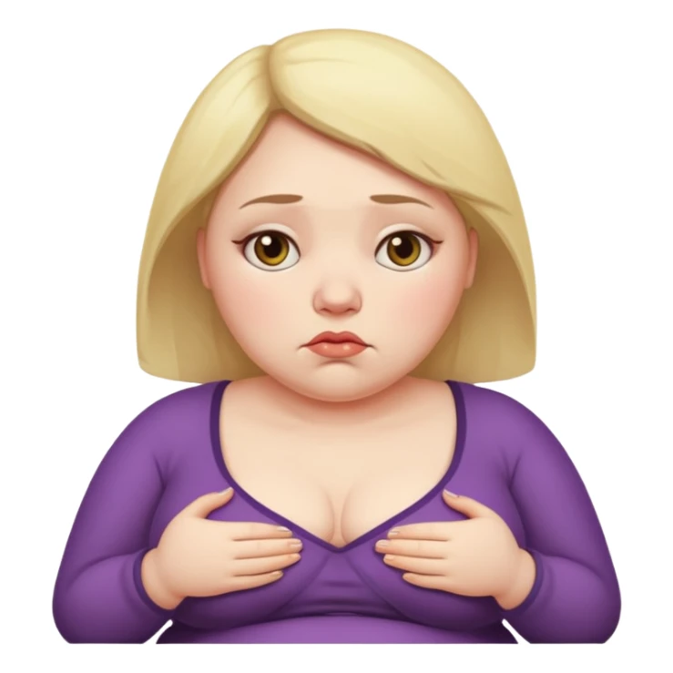 woman with belly fat sad face sticker